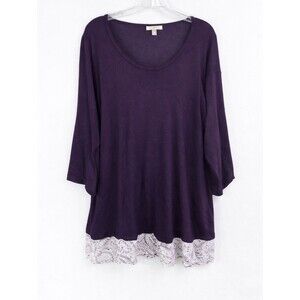 Roz & Ali Purple Sweater Plus Size 3X Lightweight Knit Tunic Long Sleeve